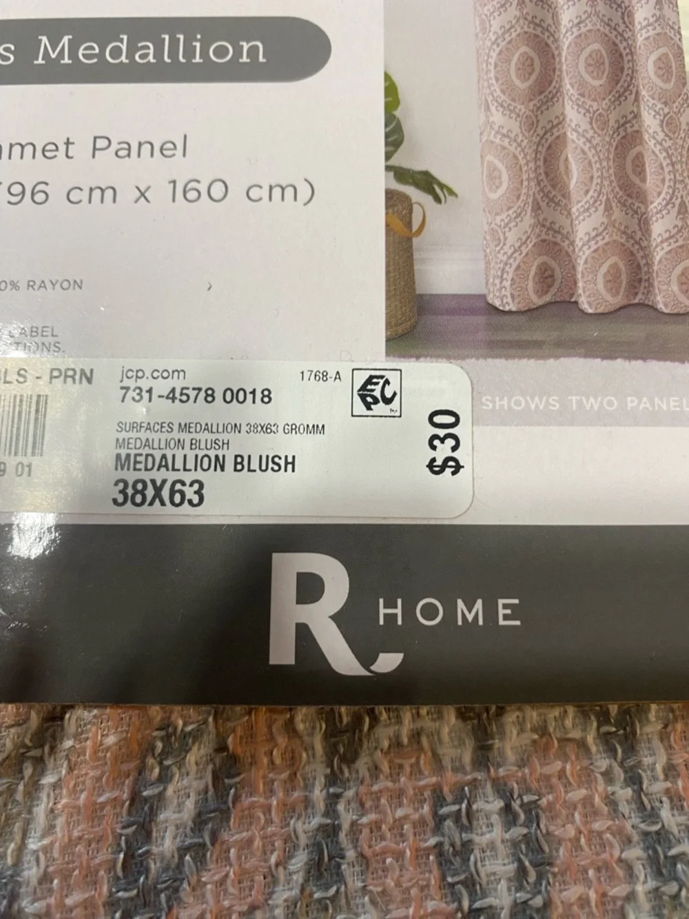 Surfaces Medallion Light-Filtering‎ Decorative Window Panel - Blush/Gray